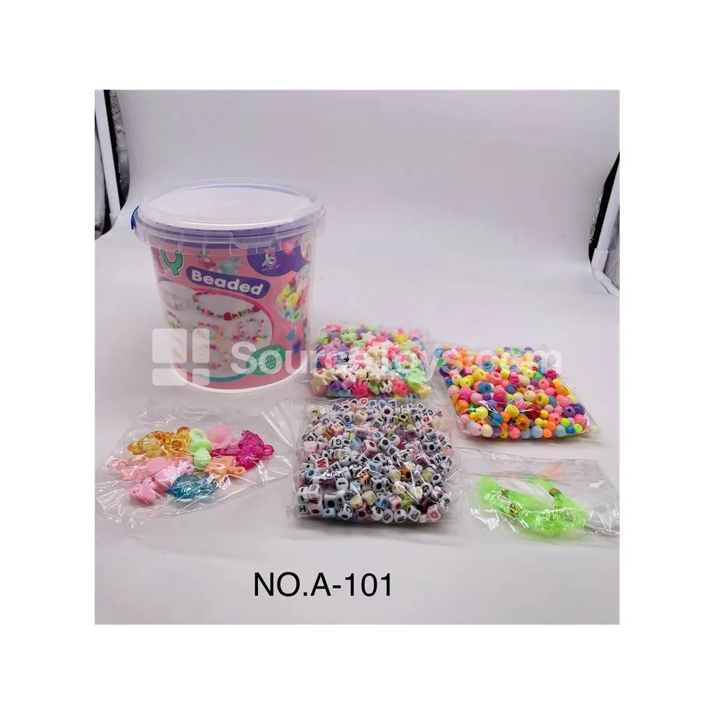 Girls’ Jewelry DIY Carry Bucket with Rainbow Beads for Kids’ Craft