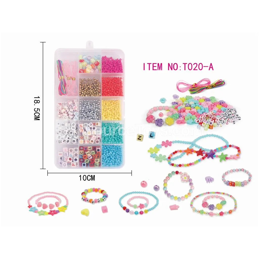 Girls’ 15-Compartment DIY Bead Set Rainbow Beads Craft Kit Creative Gift
