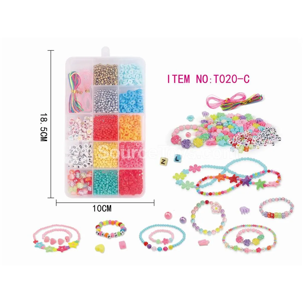 Girls’ 15-Grid DIY Bead Kit Rainbow Beads for Kids Craft Creative Gift