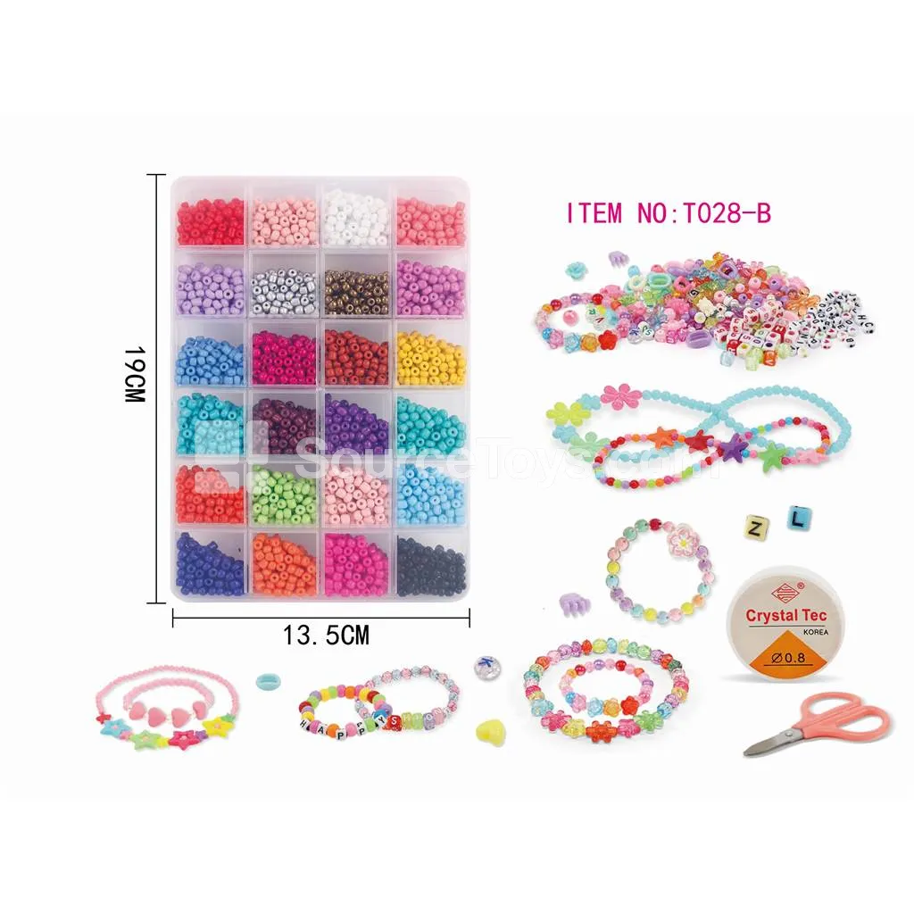 Girls’ Jewelry 24-Grid DIY Bead Set Rainbow Beads Kids Craft Creative Gift