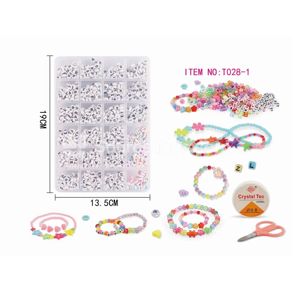 Girls’ 24-Compartment DIY Bead Set Rainbow Beads Craft Kit for Kids