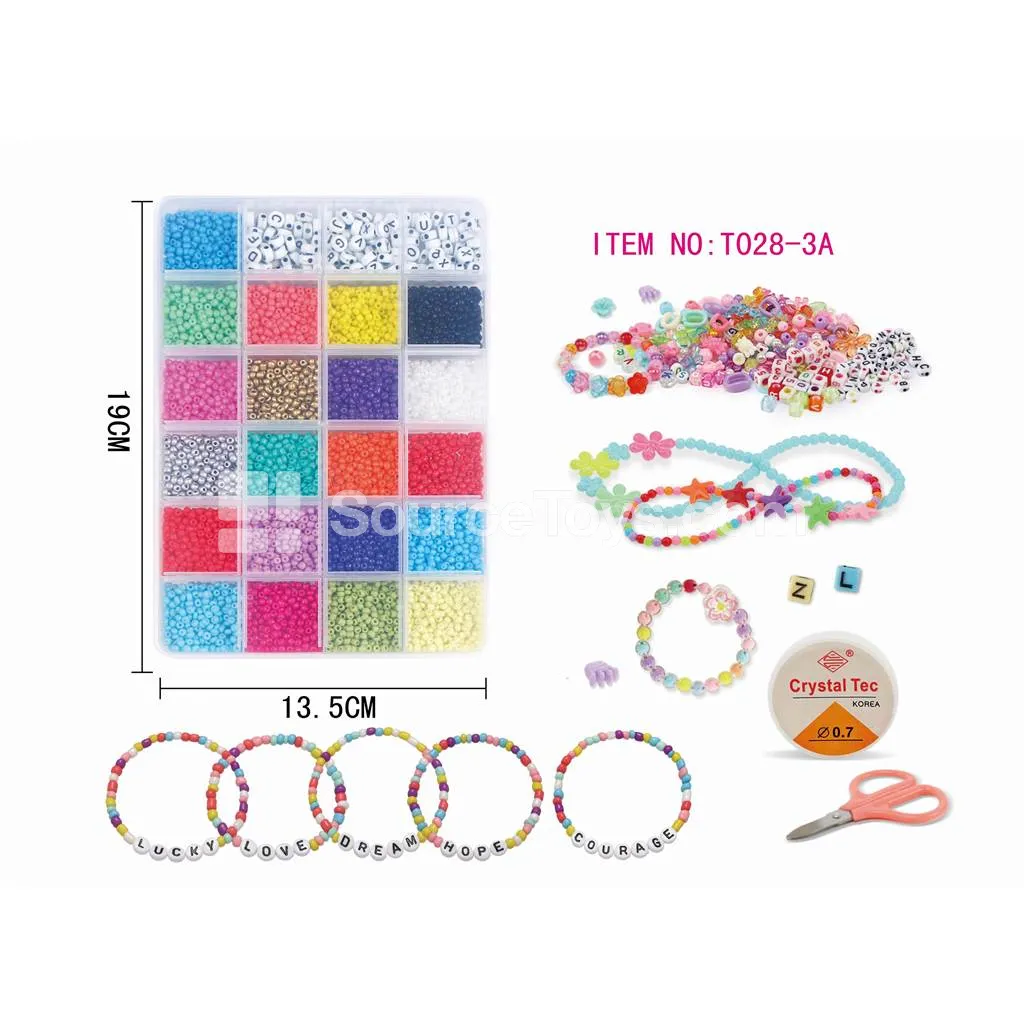 Girls’ 24-Grid DIY Bead Set Rainbow Beads Kids Craft Kit