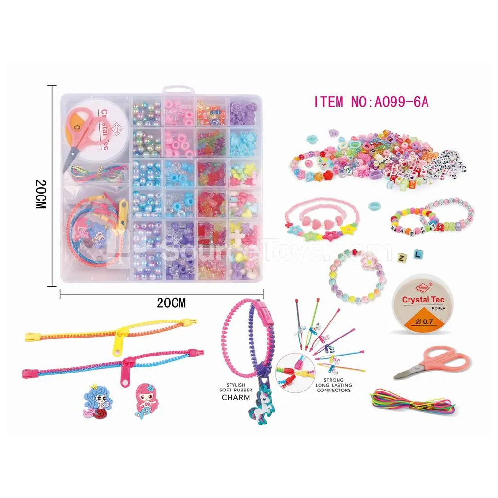 Girls’ 26-Compartment Bead Set with Mermaid DIY Bracelet Kit, Rainbow Beads, Kids’ Craft Toy