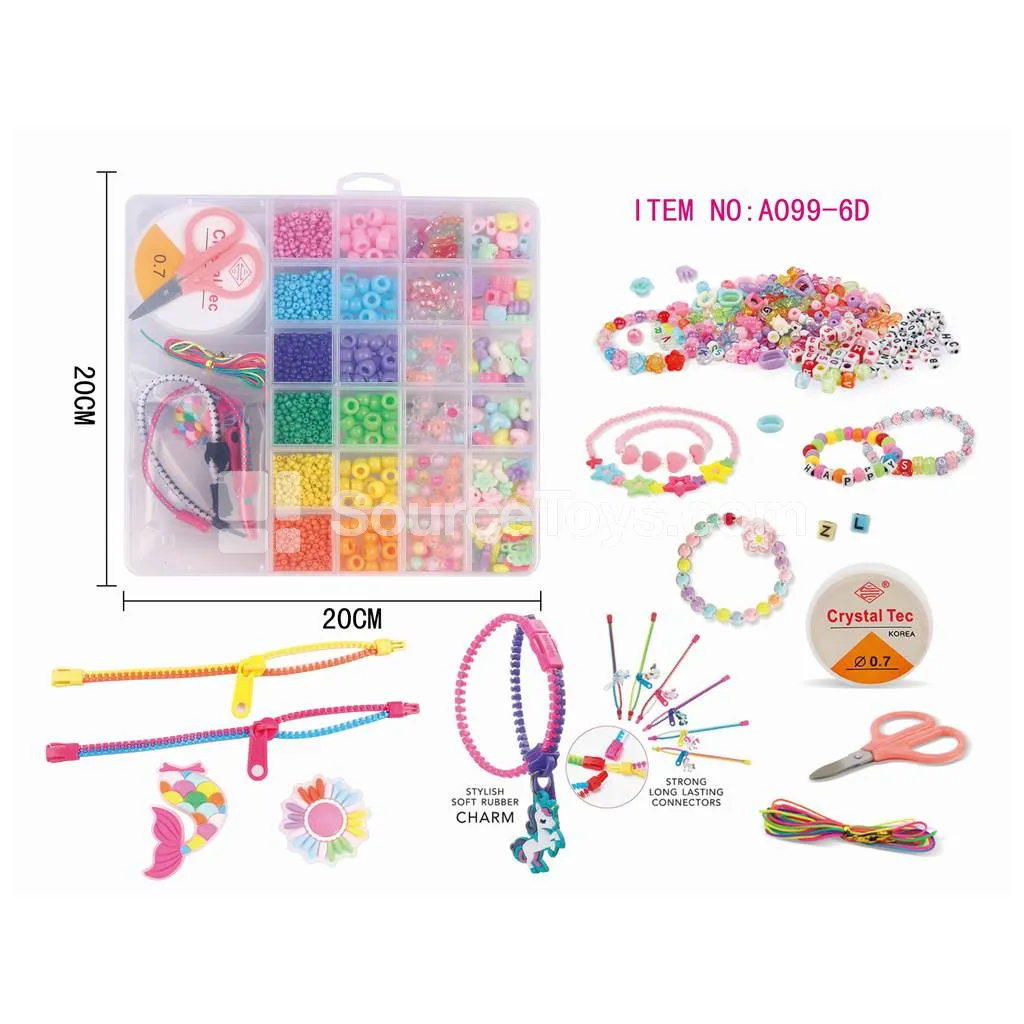 Girls’ 26-Compartment Bead Set with Mermaid DIY Bracelet Craft Kit, Rainbow Beads Girls’ 26-Compartment Bead Set with Mermaid DIY Bracelet Craft Kit, Rainbow Beads