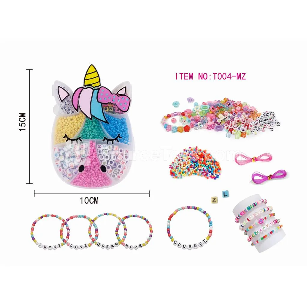 Girls’ Unicorn DIY Bead Jewelry Making Kit Rainbow Beads Craft Set Creative Gift