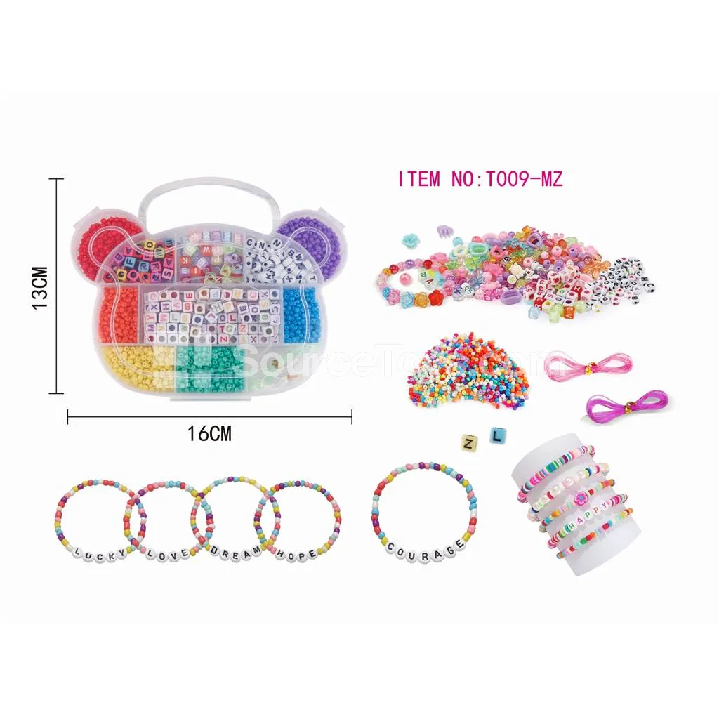 Girls’ Jewelry Bear DIY Beading Handbag Box, Rainbow Beads, Kids’ Craft, Creative Gift