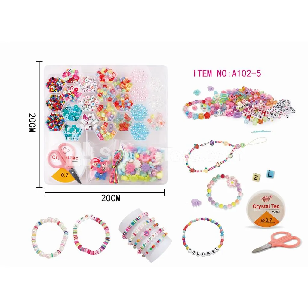 Girls’ Jewelry Diamond 26-Grid Bead Storage Box Rainbow Beads Craft Set