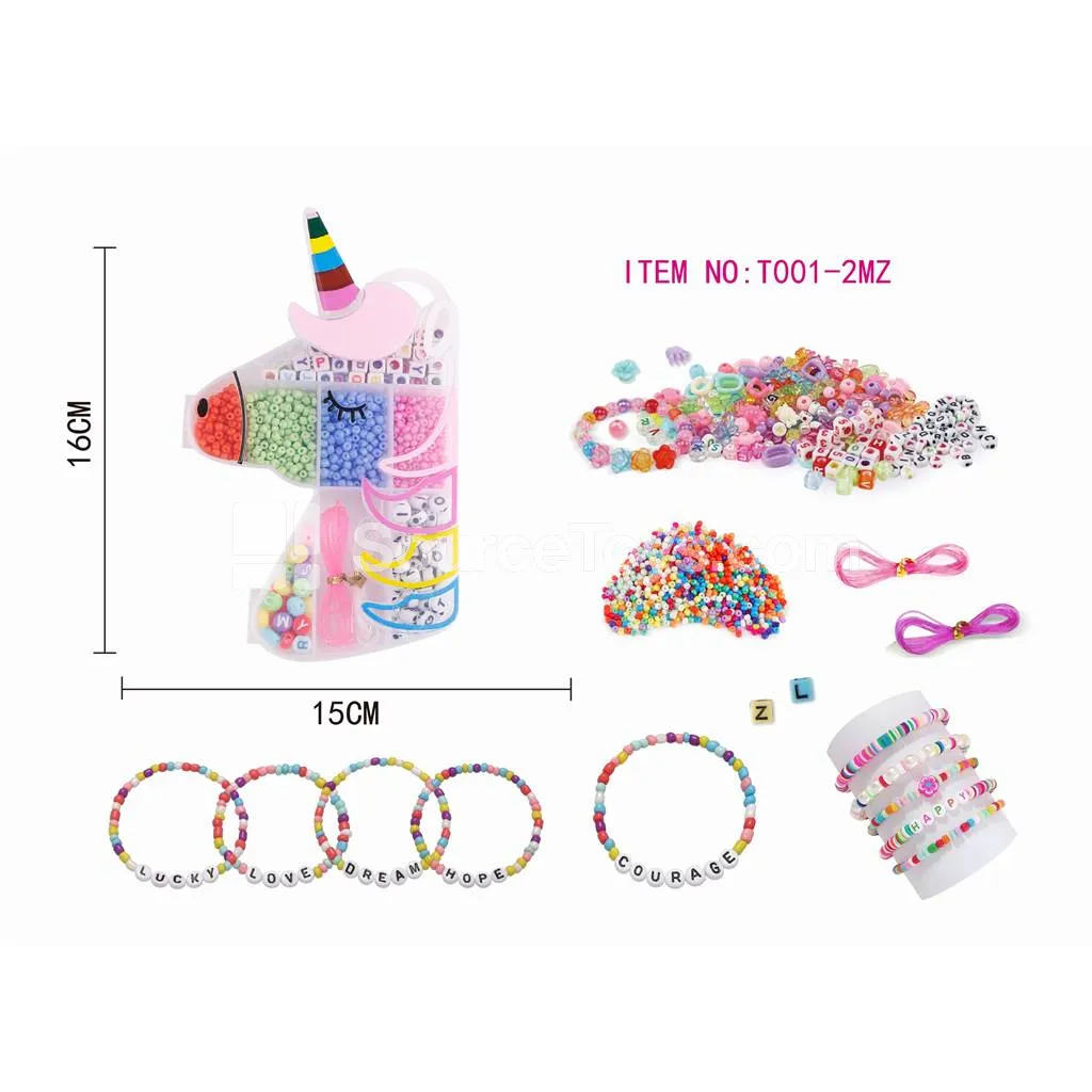 Unicorn DIY Bead Jewelry Making Kit Rainbow Beads Craft Toy for Kids