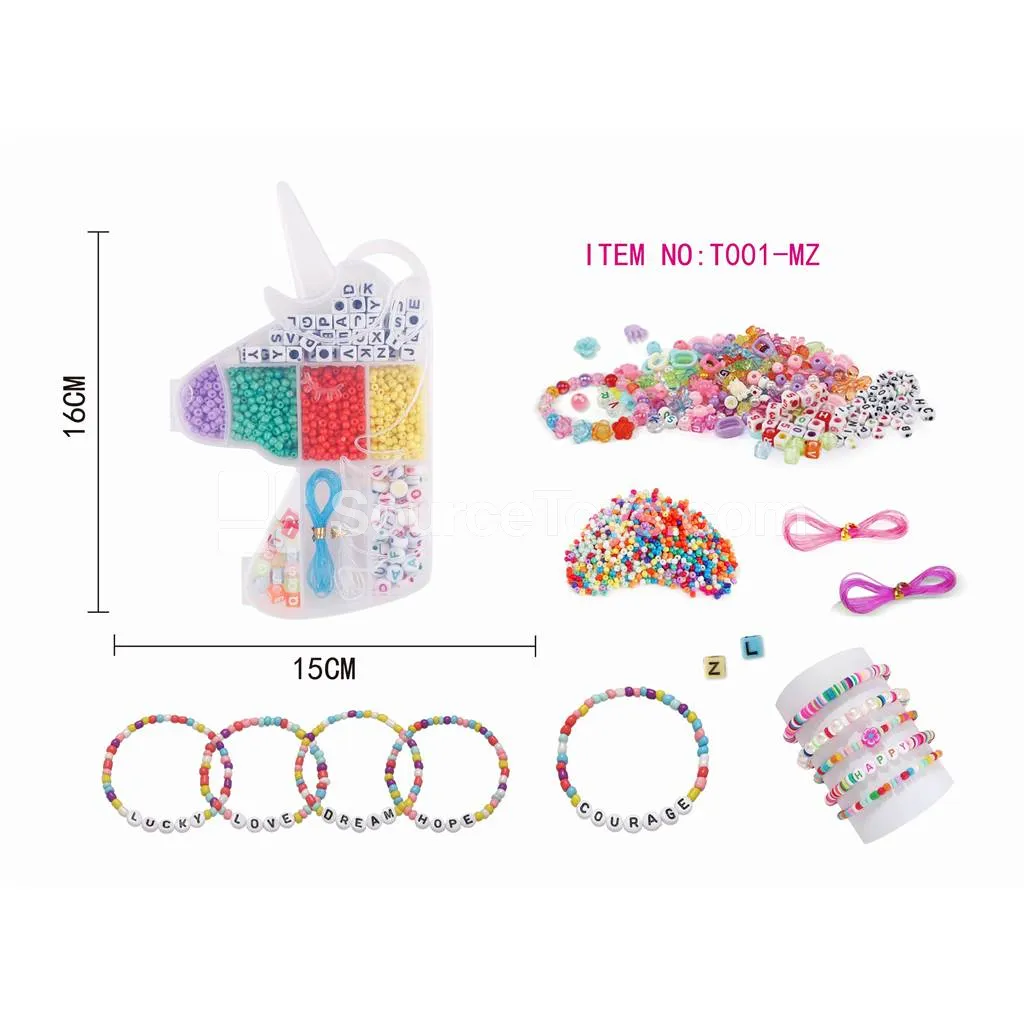 Girls’ Fashion Jewelry Unicorn DIY Bead Box, Rainbow Beads, Kids’ Craft, Creative Gift