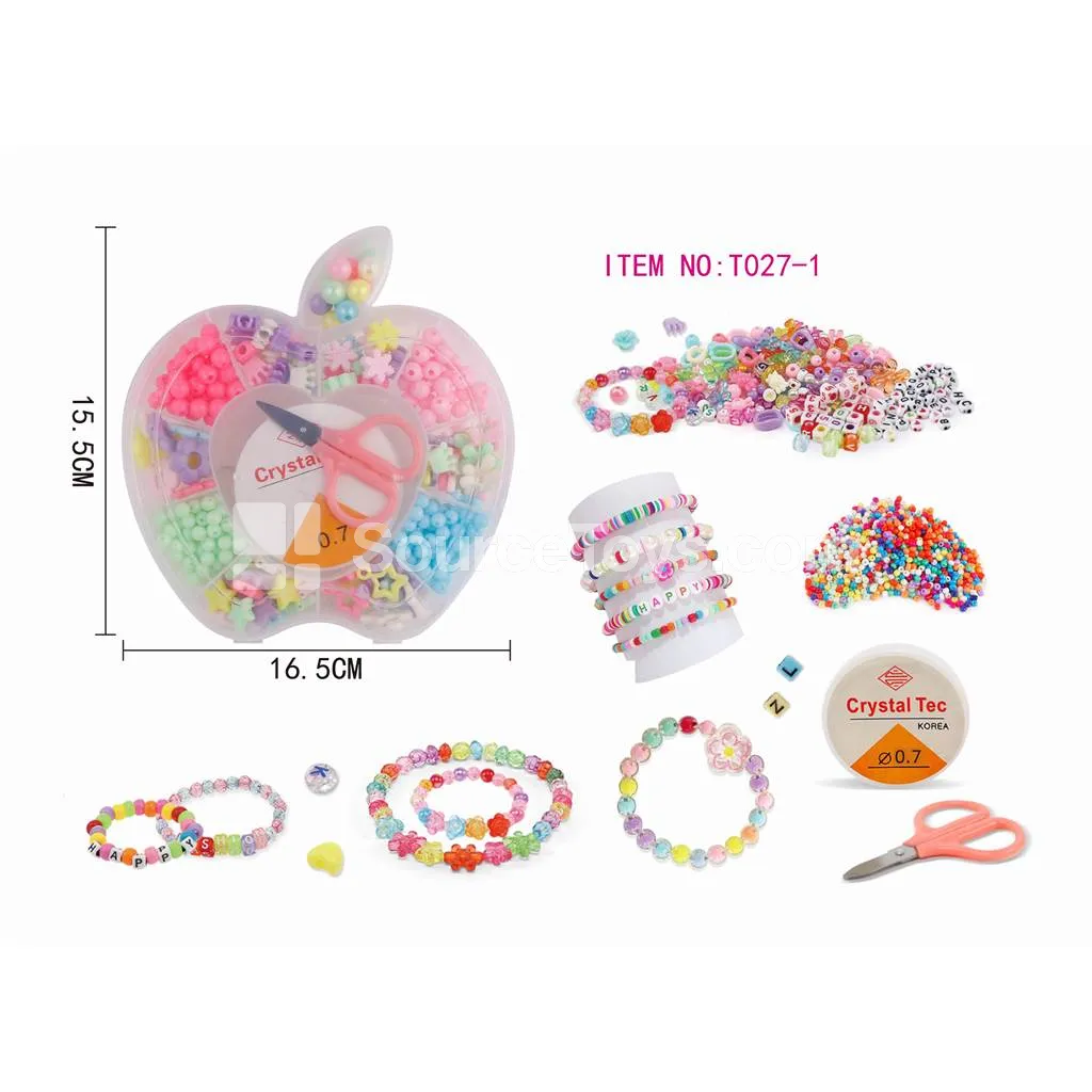 Girls’ Jewelry Apple DIY Bead Box Rainbow Beads Kids Craft Creative Gift