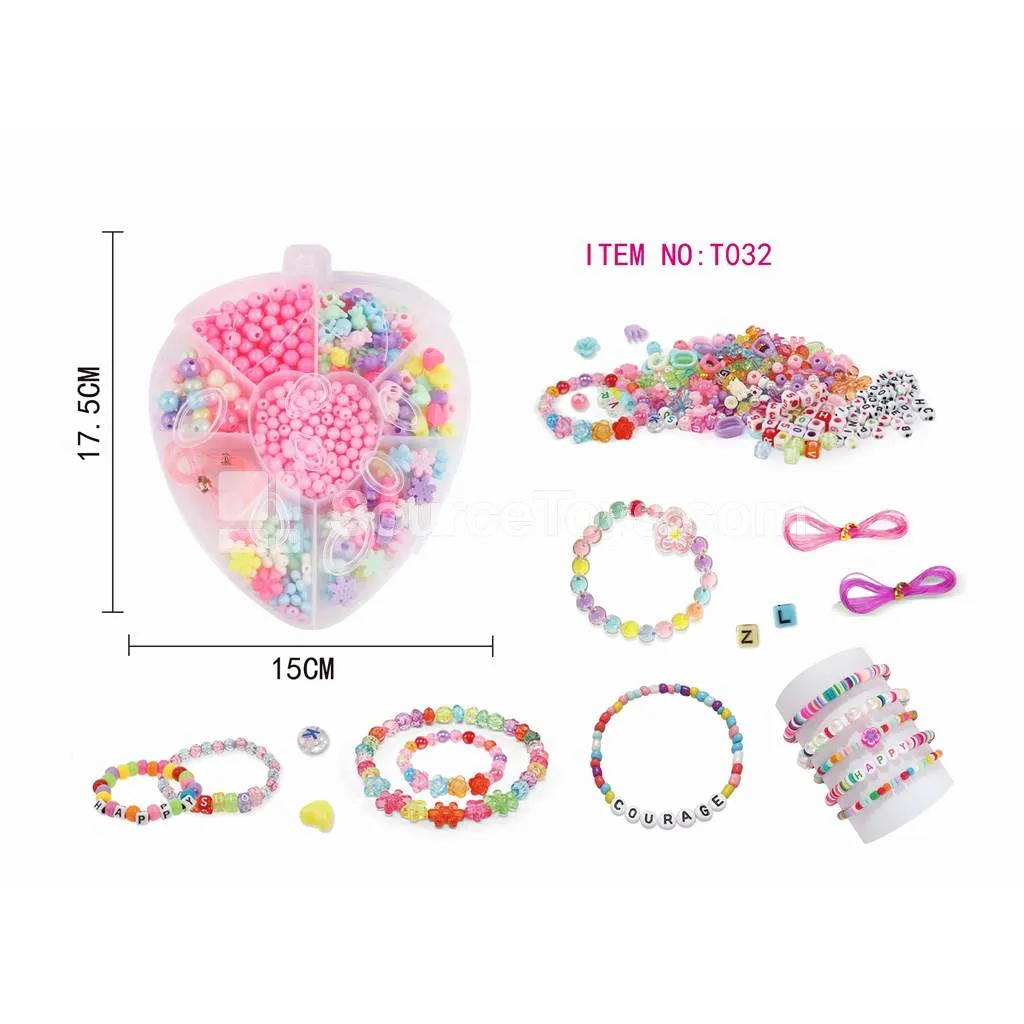 Girls’ Strawberry DIY Bead Jewelry Making Kit, Rainbow Beads, Kids Craft, Creative Gift