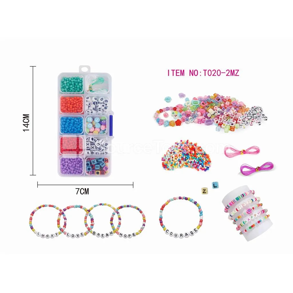 Girls’ 10-Compartment DIY Bead Box, Rainbow Beads, Kids’ Craft Set