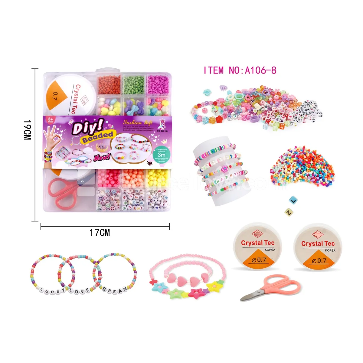 DIY Bead Box 20 Grids with Coil Scissors and Letter Beads Rainbow Beads Creative Gift