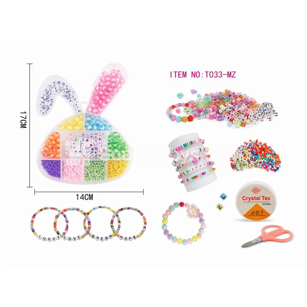 Girls’ Rabbit DIY Bead Jewelry Making Kit with Rainbow Beads Girls’ Rabbit DIY Bead Jewelry Making Kit with Rainbow Beads
