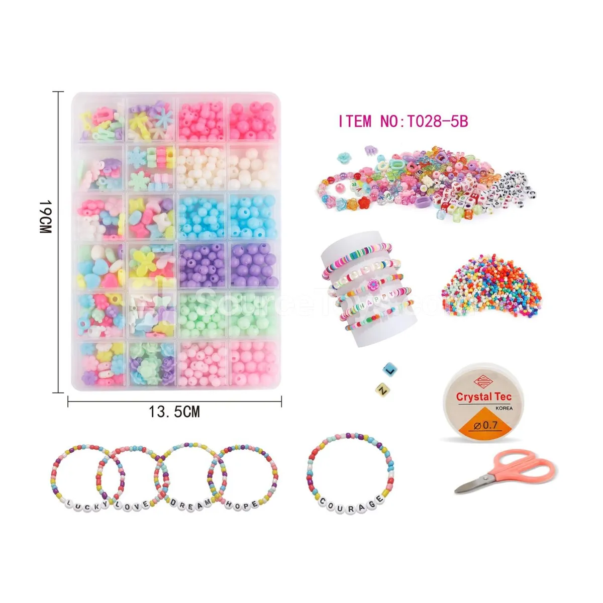 Girls’ 24-Grid DIY Bead Set Rainbow Beads Kids Craft Toy Creative Gift