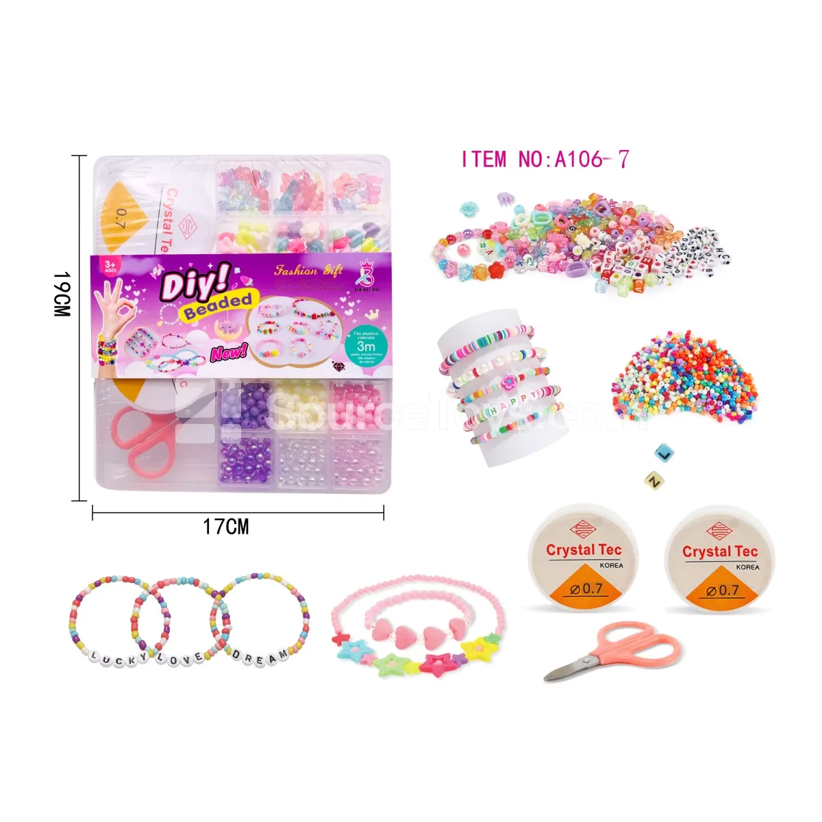 DIY Bead Box 20-Compartment with Coil and Scissors Rainbow Beads Craft Creative Gift