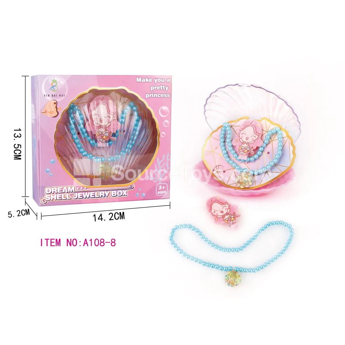 Seashell Jewelry Box with Mermaid Necklace / Hair Clip Seashell Jewelry Box with Mermaid Necklace / Hair Clip