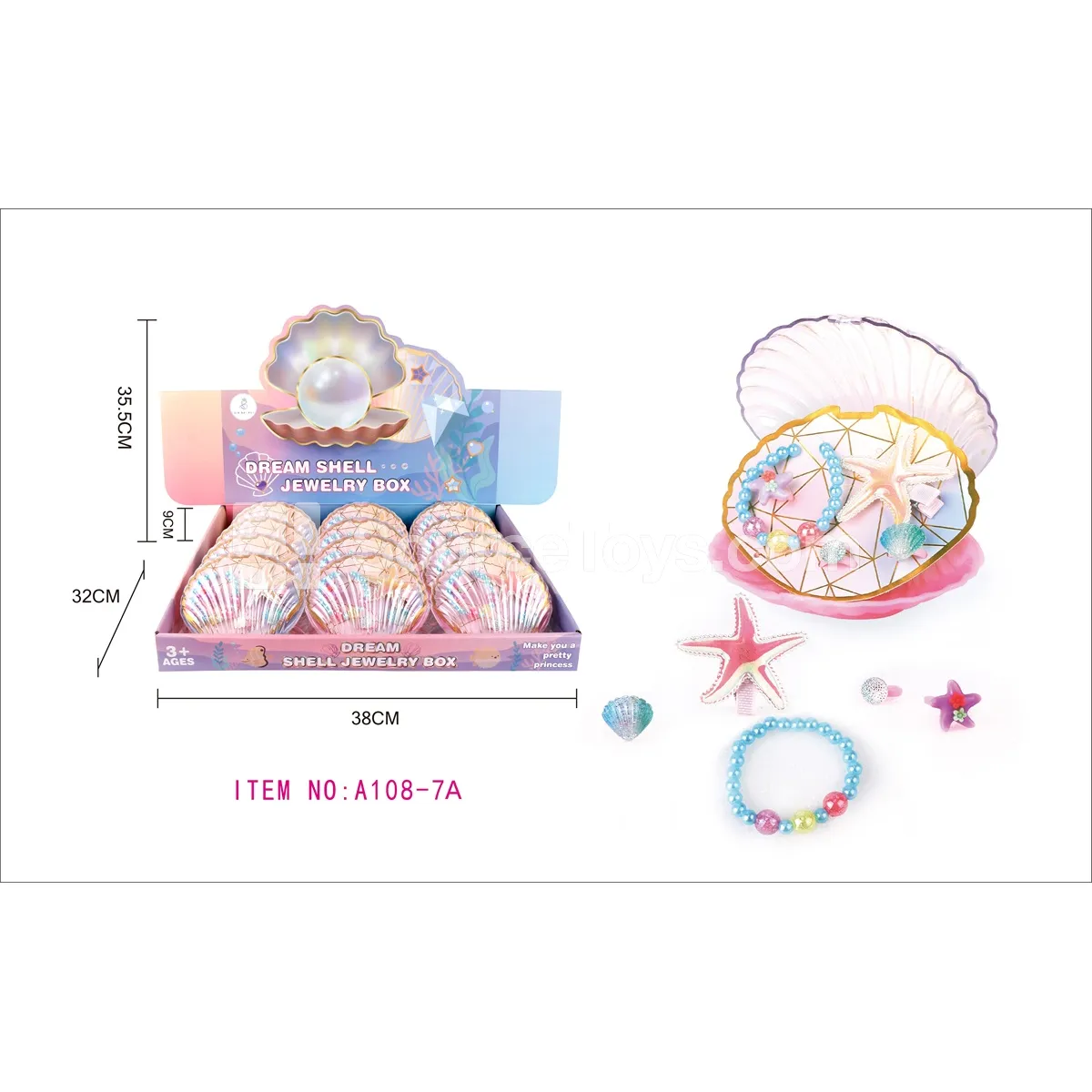 Shell Jewelry Box with Mermaid Ring, Princess Hair Clips and Bracelet Shell Jewelry Box with Mermaid Ring, Princess Hair Clips and Bracelet