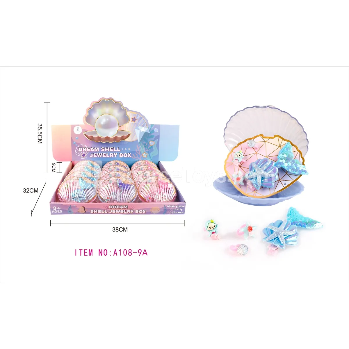 Seashell Jewelry Box with Mermaid Hair Clip / Ring Seashell Jewelry Box with Mermaid Hair Clip / Ring
