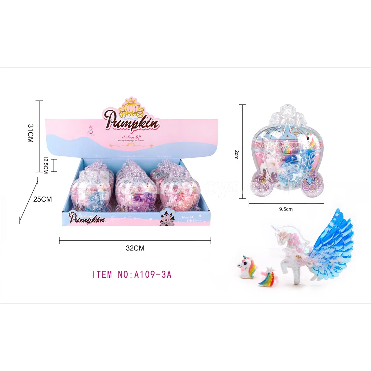 Pumpkin Carriage Jewelry Box with Unicorn Hair Clips and Rings Pumpkin Carriage Jewelry Box with Unicorn Hair Clips and Rings