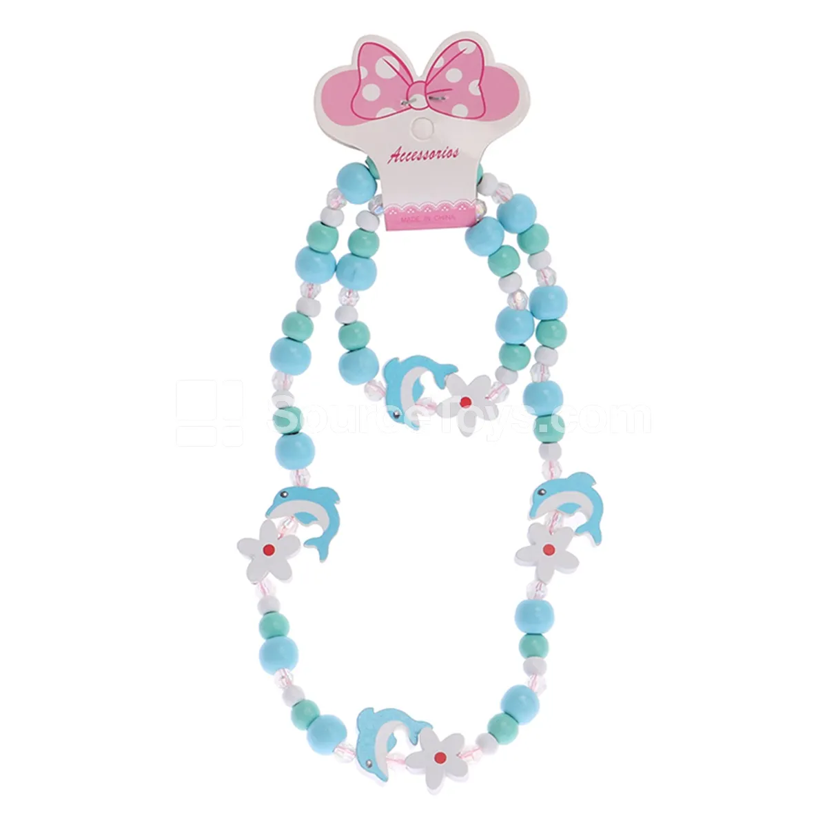 Wooden Bead Necklace and Bracelet Pretend-Play Jewelry Set Wooden Bead Necklace and Bracelet Pretend-Play Jewelry Set