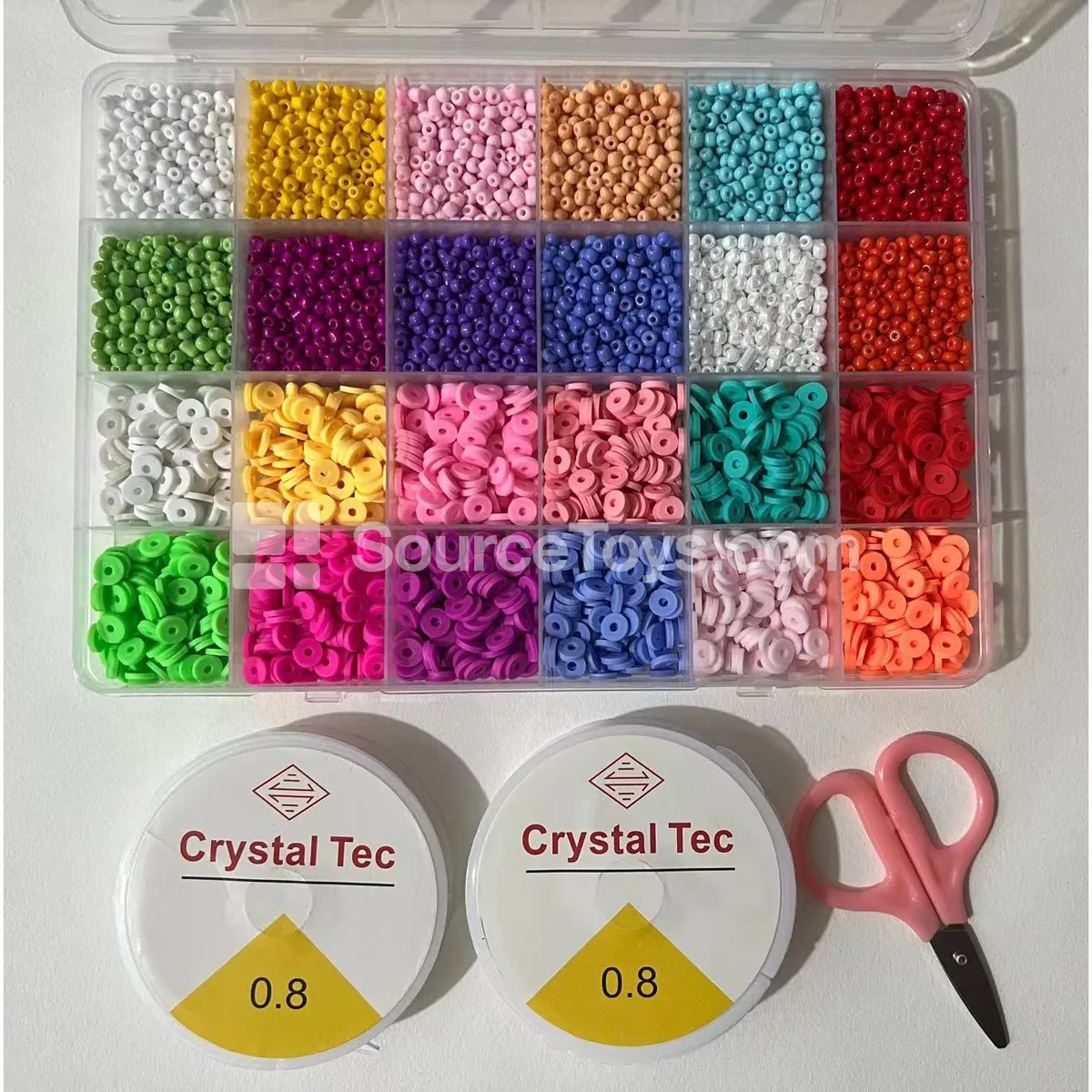 24-Section DIY Bead Set with Soft Clay, Seed Beads & Letter Beads, Rainbow Colors, Kids Craft Kit 24-Section DIY Bead Set with Soft Clay, Seed Beads & Letter Beads, Rainbow Colors, Kids Craft Kit