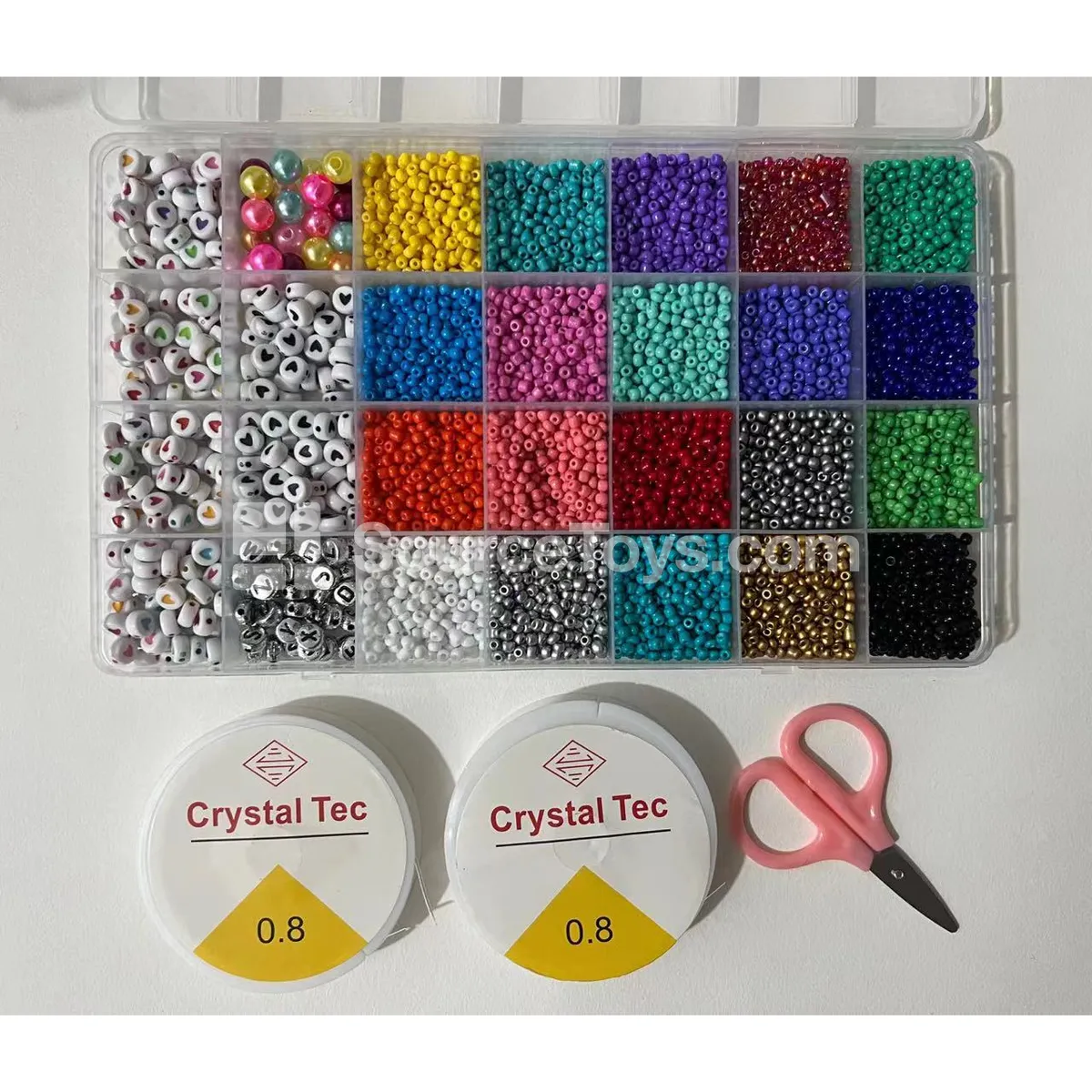 28-Compartment DIY Beads Set with Polymer Clay, Mini Beads & Letter Beads, Rainbow Colors, Kids Craft Kit 28-Compartment DIY Beads Set with Polymer Clay, Mini Beads & Letter Beads, Rainbow Colors, Kids Craft Kit
