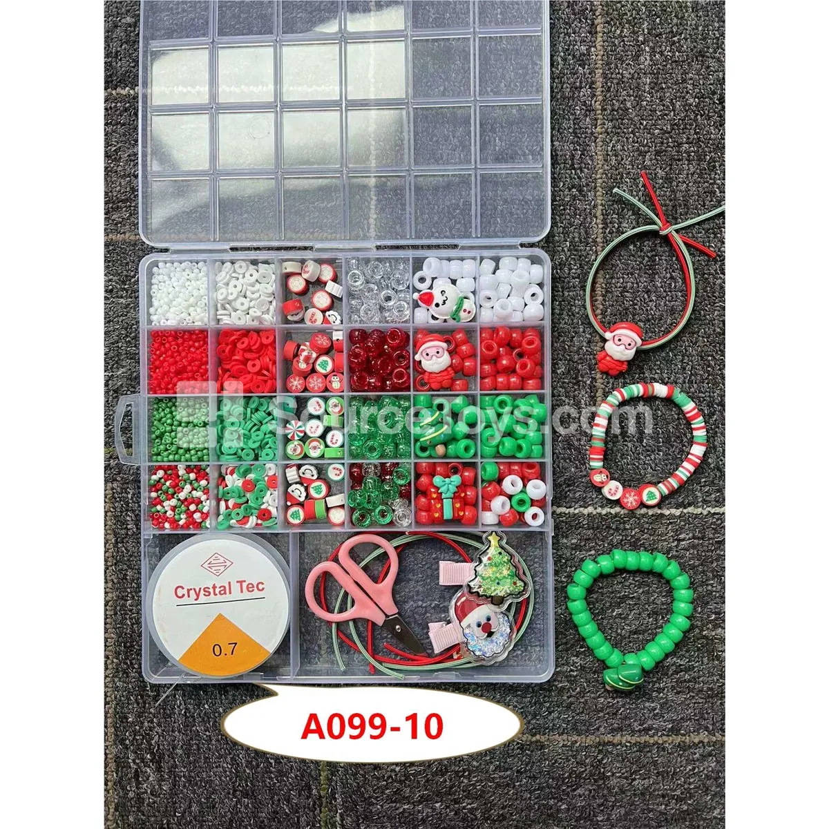 Christmas DIY Bead Craft Kit with 26 Grids, Rainbow Beads, Soft Clay, Rubber Bands, Scissors, Hair Clips Christmas DIY Bead Craft Kit with 26 Grids, Rainbow Beads, Soft Clay, Rubber Bands, Scissors, Hair Clips