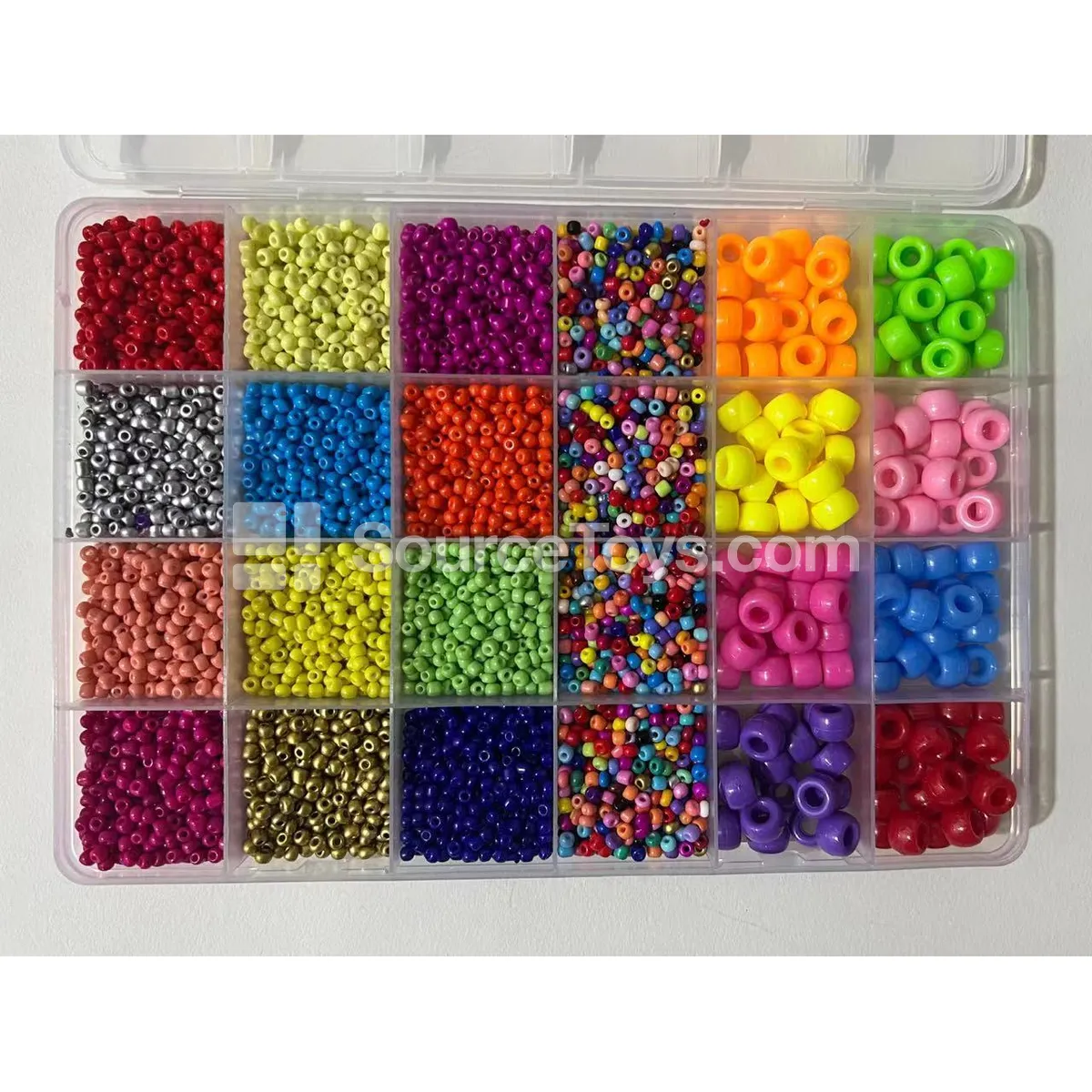 24-Compartment DIY Bead Assortment Set – Polymer Clay, Seed & Letter Beads – Rainbow Colors – Kids Craft Kit 24-Compartment DIY Bead Assortment Set – Polymer Clay, Seed & Letter Beads – Rainbow Colors – Kids Craft Kit