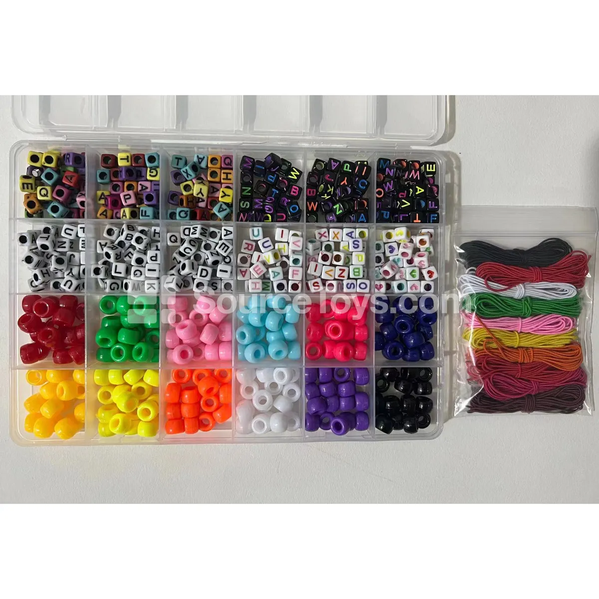 24-Compartment DIY Bead Craft Kit with Polymer Clay, Mini Beads, Alphabet Beads & 8-Color Cord, Rainbow Beads for Kids’ Handmade Projects 24-Compartment DIY Bead Craft Kit with Polymer Clay, Mini Beads, Alphabet Beads & 8-Color Cord, Rainbow Beads for Kids’ Handmade Projects