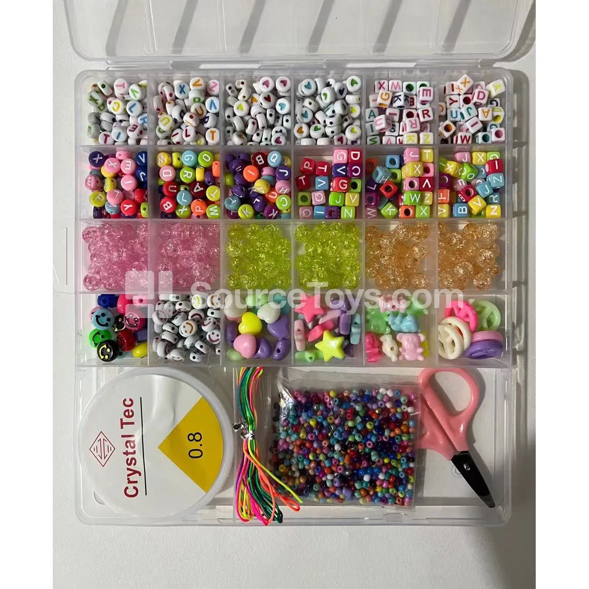 24-grid DIY bead set with polymer clay, seed beads, and letter beads in rainbow colors for kids’ crafts 24-grid DIY bead set with polymer clay, seed beads, and letter beads in rainbow colors for kids’ crafts