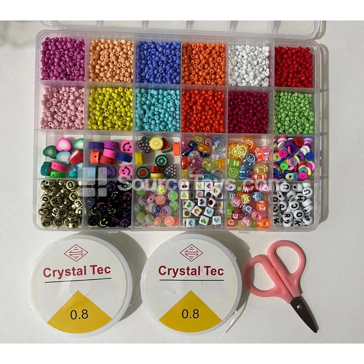 24-Compartment DIY Bead Assortment with Letter Beads – Rainbow Colors for Kids Craft 24-Compartment DIY Bead Assortment with Letter Beads – Rainbow Colors for Kids Craft
