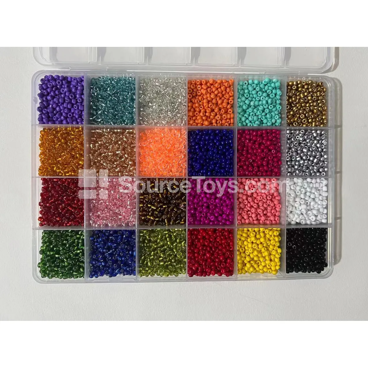 24-Compartment DIY Bead Craft Set with Soft Clay, Mini Beads & Letter Beads in Rainbow Colors 24-Compartment DIY Bead Craft Set with Soft Clay, Mini Beads & Letter Beads in Rainbow Colors