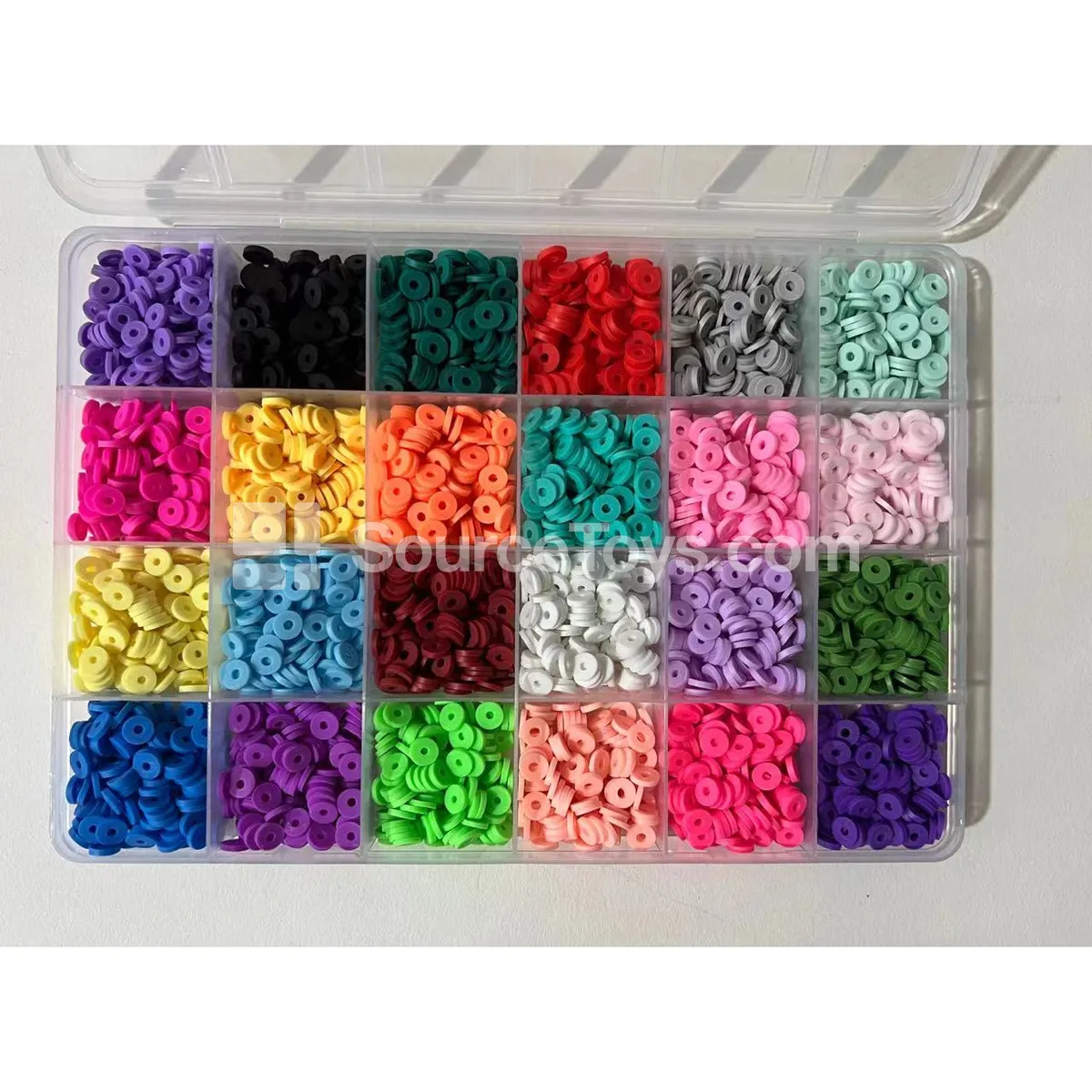 24-Compartment DIY Bead Kit with Soft Clay, Mini Beads & Letter Beads in Rainbow Colors 24-Compartment DIY Bead Kit with Soft Clay, Mini Beads & Letter Beads in Rainbow Colors