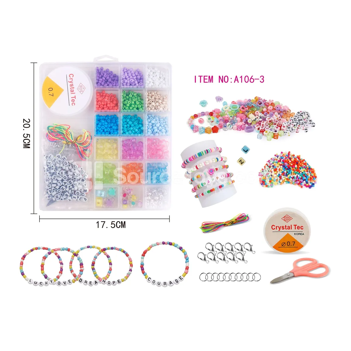 Girls’ Jewelry DIY Bead Box, Rainbow Beads, Kids’ Craft Set, Creative Gift