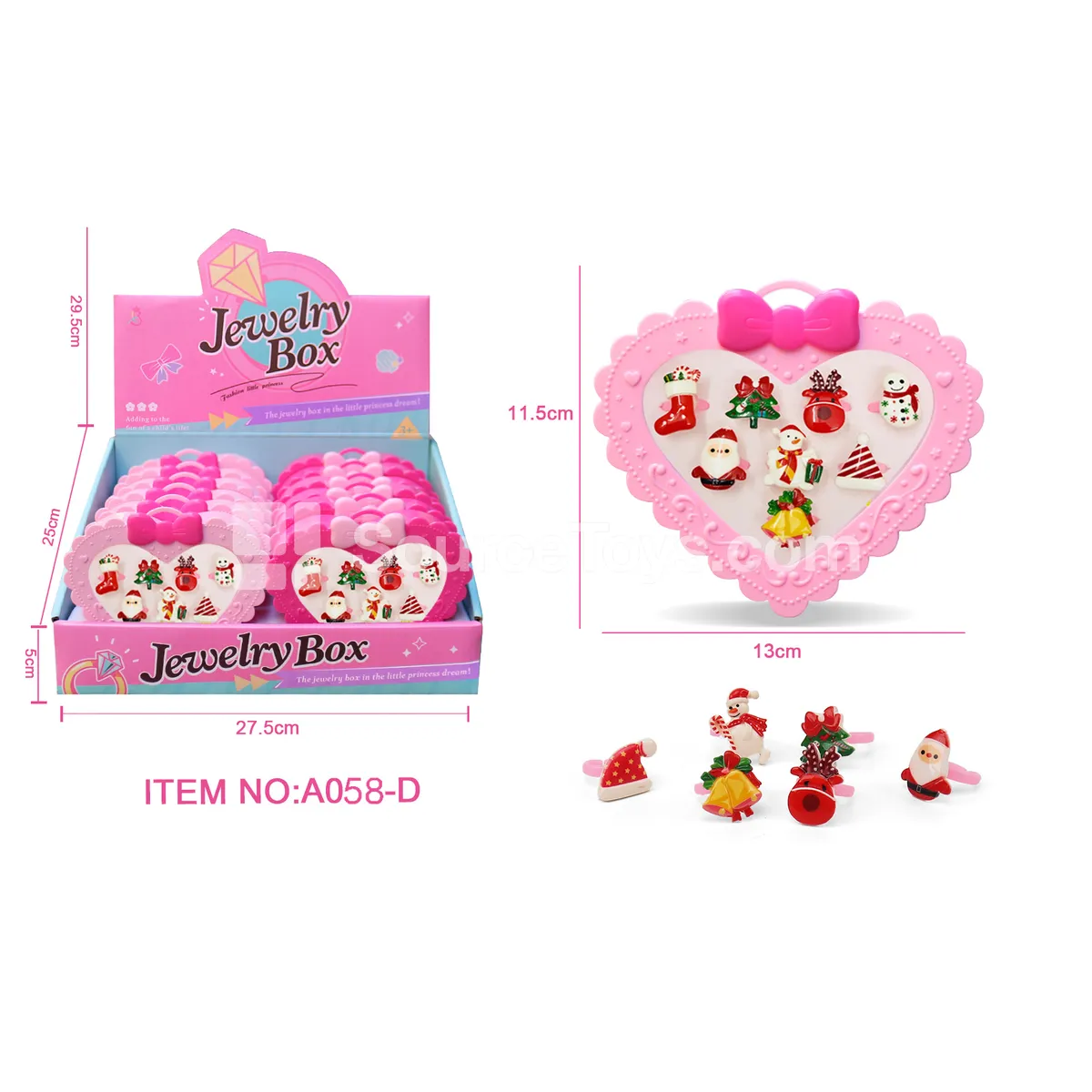 Girls’ Pretend-Play Christmas Ring Jewelry Set
