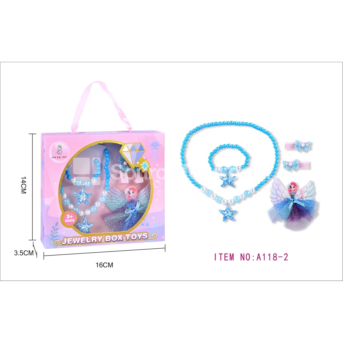 Girls’ Fashion Jewelry Gift Set (Necklace, Bracelet, Ring, Ear Clip, Hair Clip) Role-Play