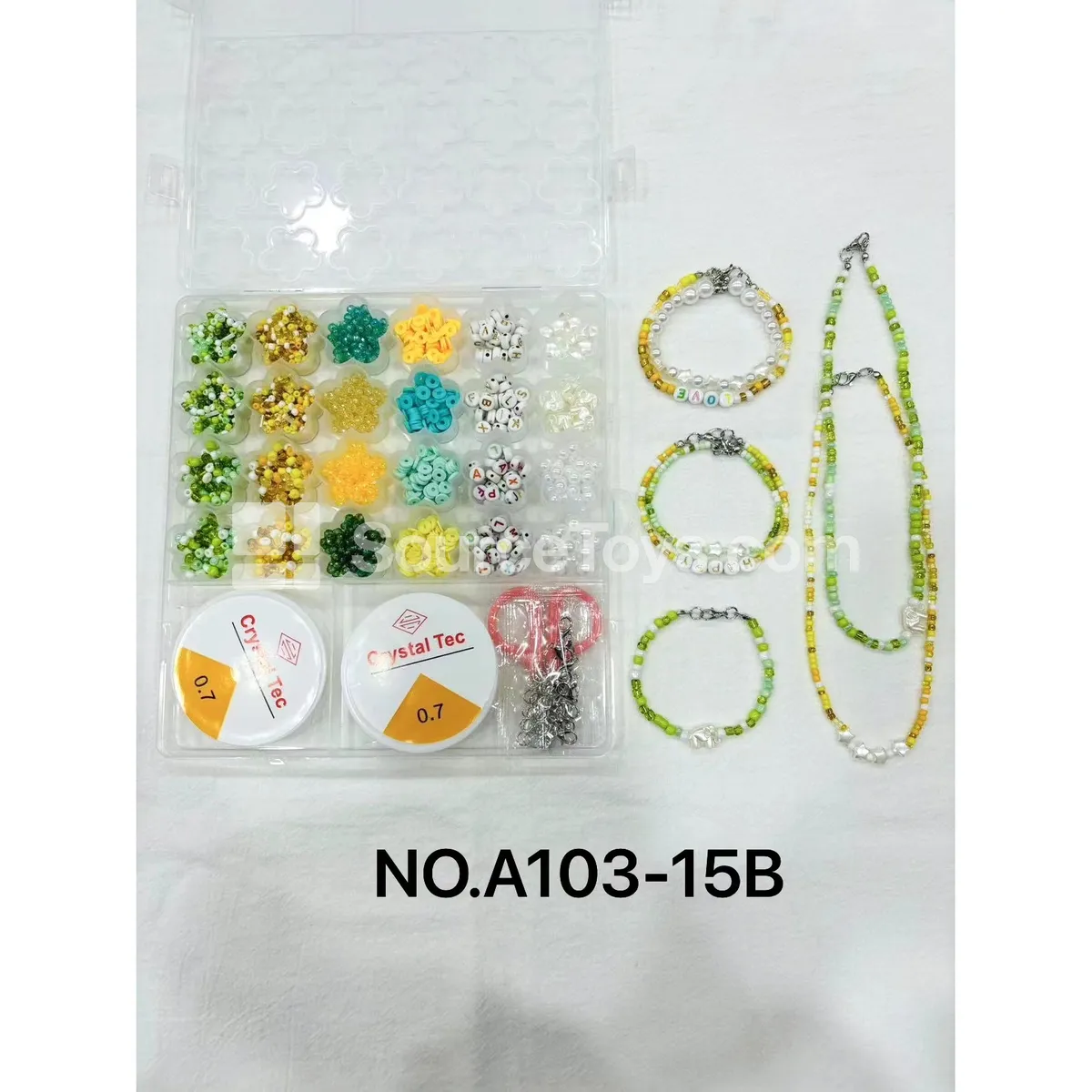 Girls’ Jewelry 26-Grid Plum Blossom DIY Bead Box / Seed Beads + Letter Beads, Rainbow Colors, Kids’ Craft Kit