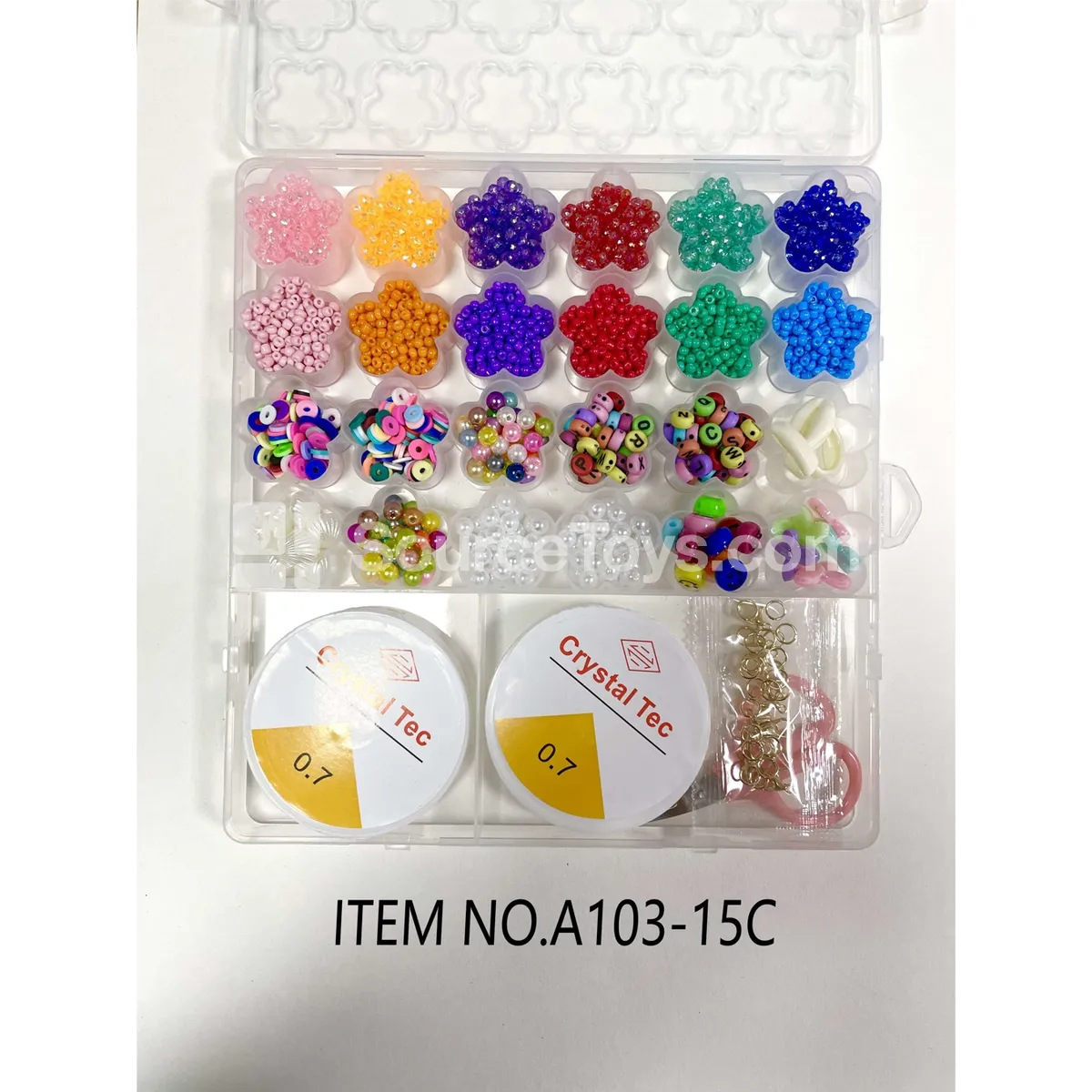 Girls’ 26-Grid Plum Blossom DIY Bead Kit with Seed Beads & Letter Beads, Rainbow Colors Girls’ 26-Grid Plum Blossom DIY Bead Kit with Seed Beads & Letter Beads, Rainbow Colors
