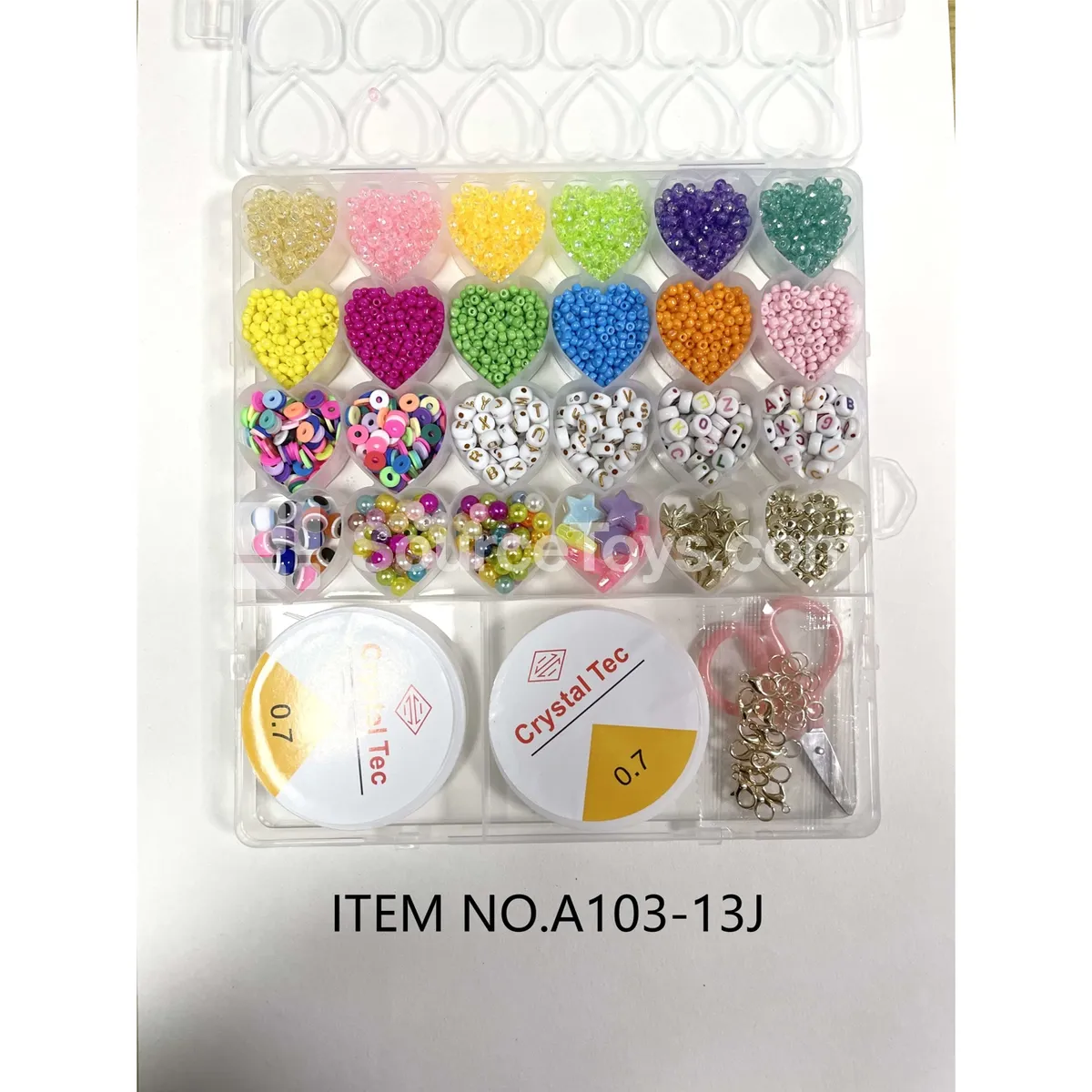 Girls’ DIY Heart-Shaped 26-Grid Bead Craft Box with Rainbow Seed & Letter Beads Girls’ DIY Heart-Shaped 26-Grid Bead Craft Box with Rainbow Seed & Letter Beads