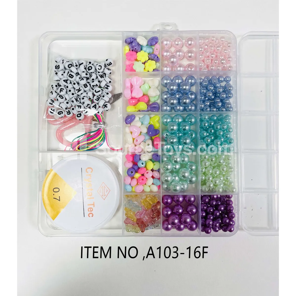 Girls’ 17-Compartment DIY Bead Craft Box with Rainbow Seed & Letter Beads