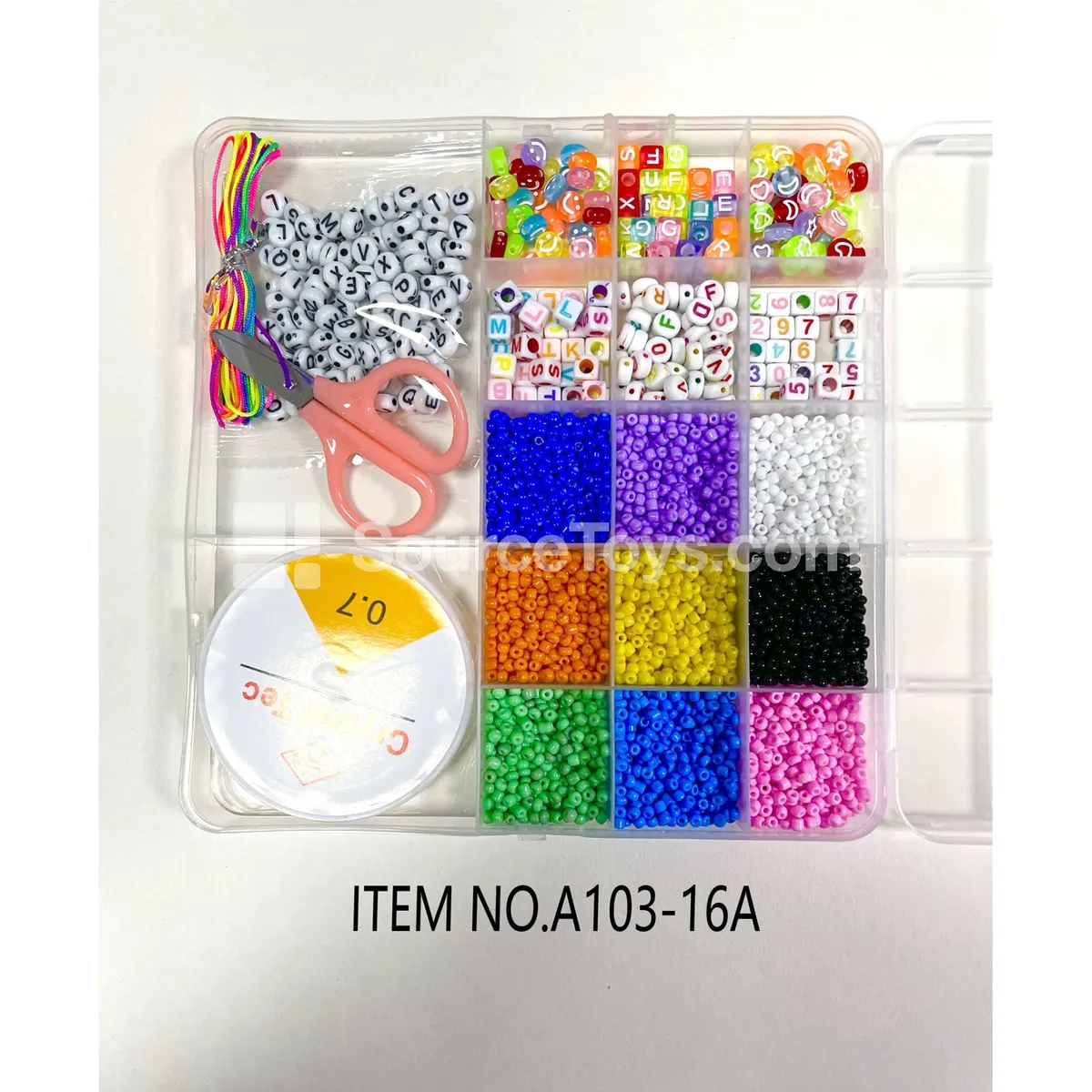 Girls’ 17-Compartment DIY Bead Box with Rainbow Letter Beads for Kids’ Craft