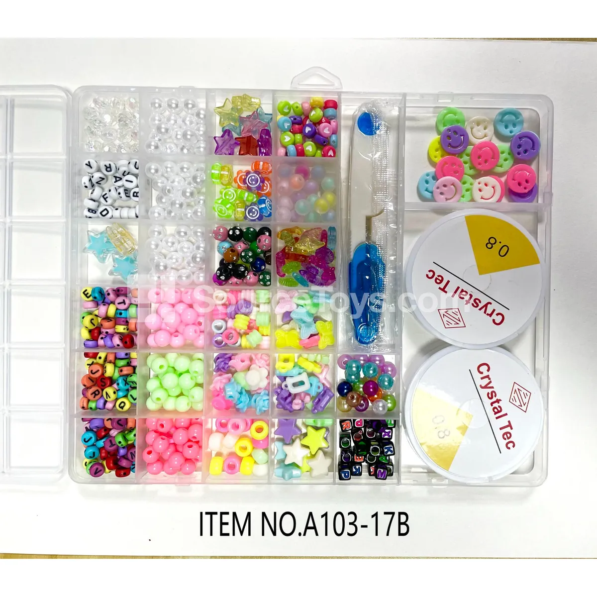 Girls’ 29-Grid DIY Bead Craft Box with Mini Beads & Letter Beads, Rainbow Colors Girls’ 29-Grid DIY Bead Craft Box with Mini Beads & Letter Beads, Rainbow Colors