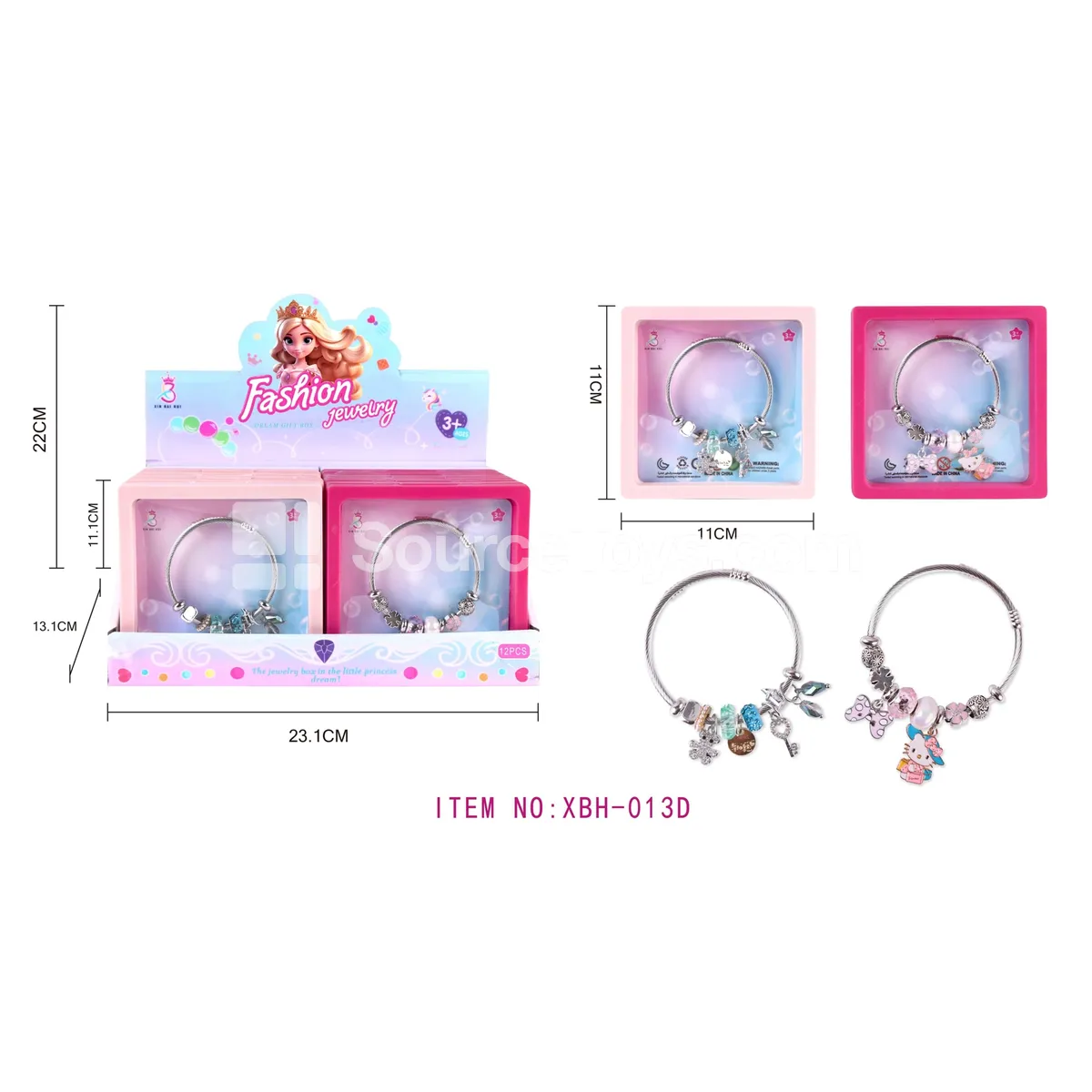 Girls’ Jewelry Toy – Pandora-Style Bracelet DIY Craft Set, Pretend-Play Toy for Kids