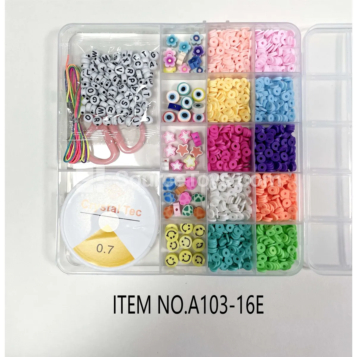 Girls’ 17-Grid DIY Bead Jewelry Making Kit with Seed & Letter Beads, Rainbow Colors