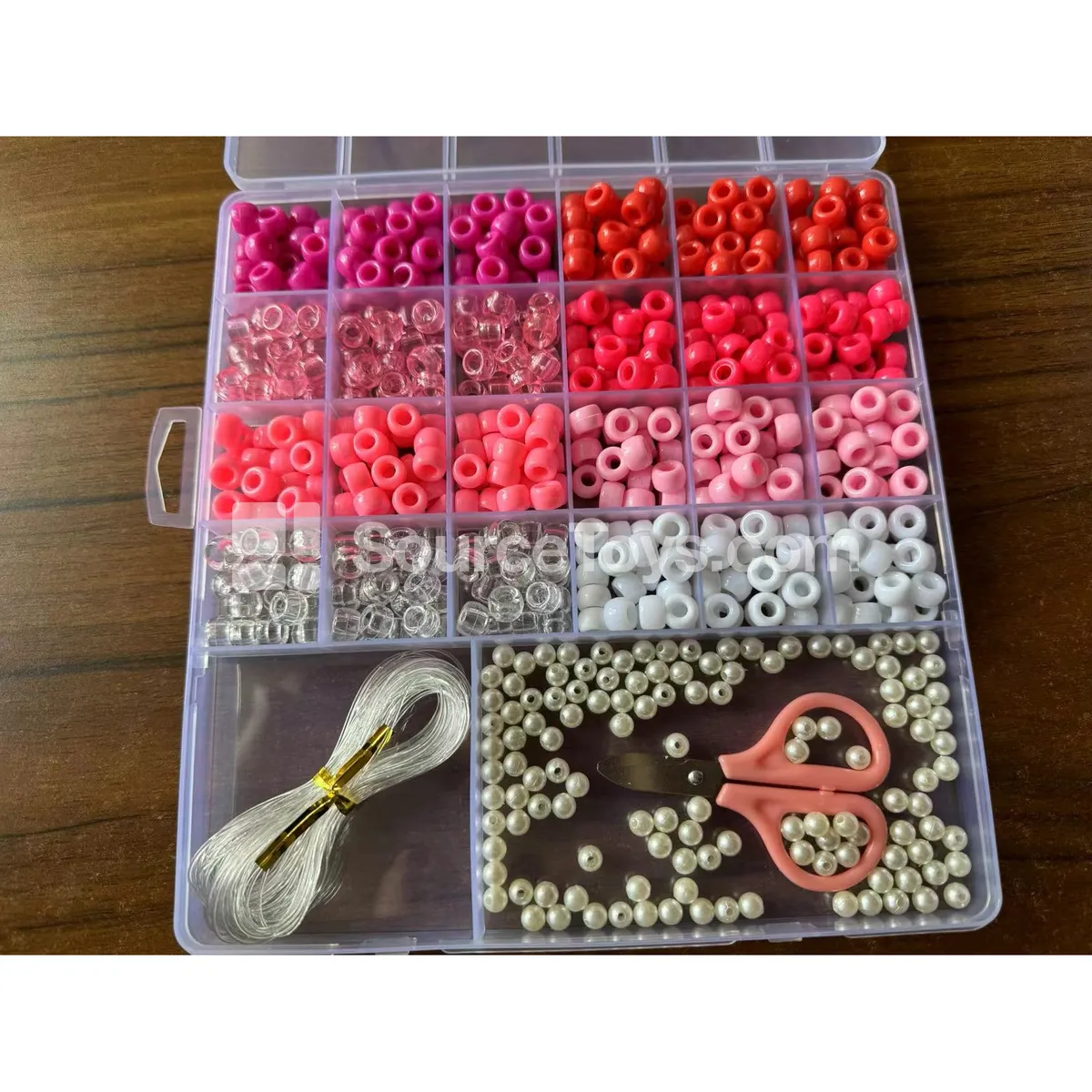 Girls’ Jewelry DIY Bead Craft Kit – 24-Compartment Box, Polymer Clay, Seed Beads & Letter Beads, Rainbow Colors