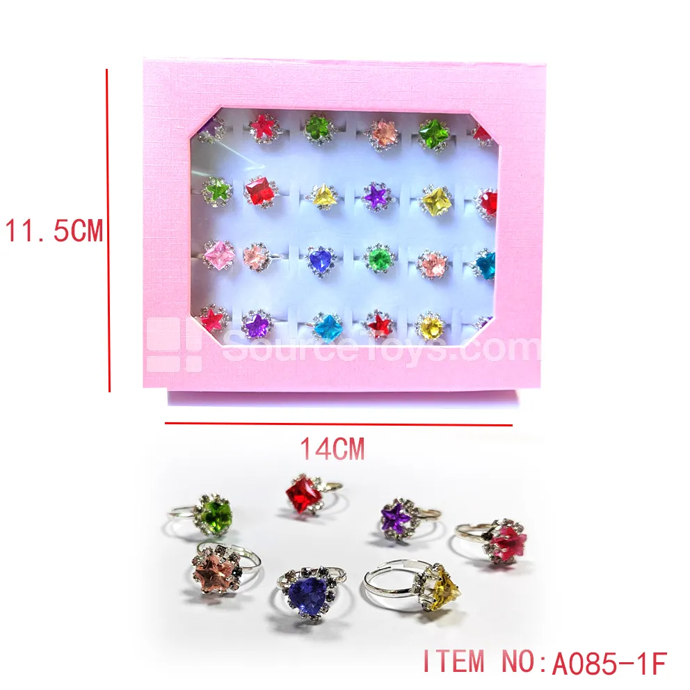 Girls’ Gem Alloy Rings Pretend-Play Toy Set