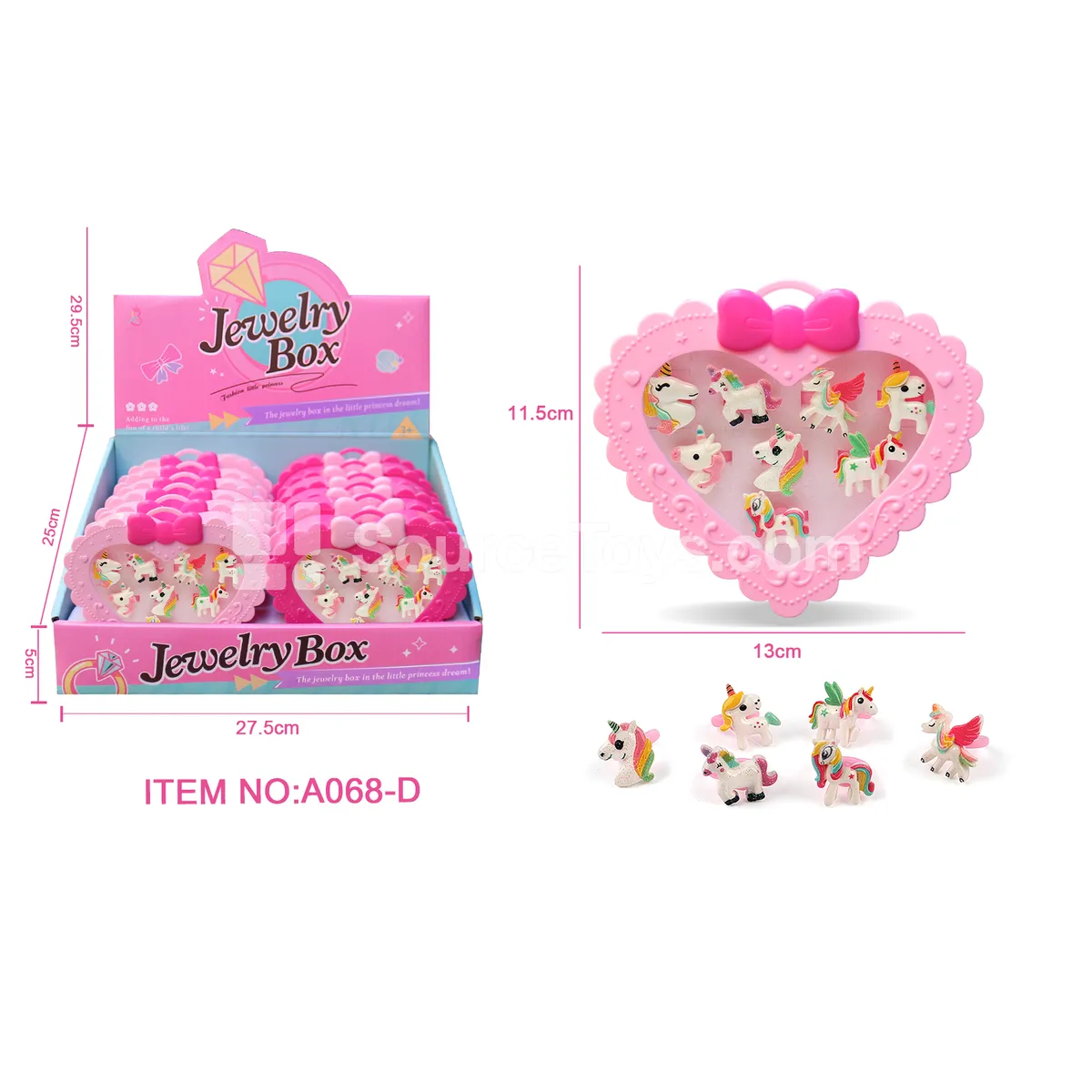 Fashion Doll Pretend-Play Unicorn Pony Ring Set, 12pcs/Box