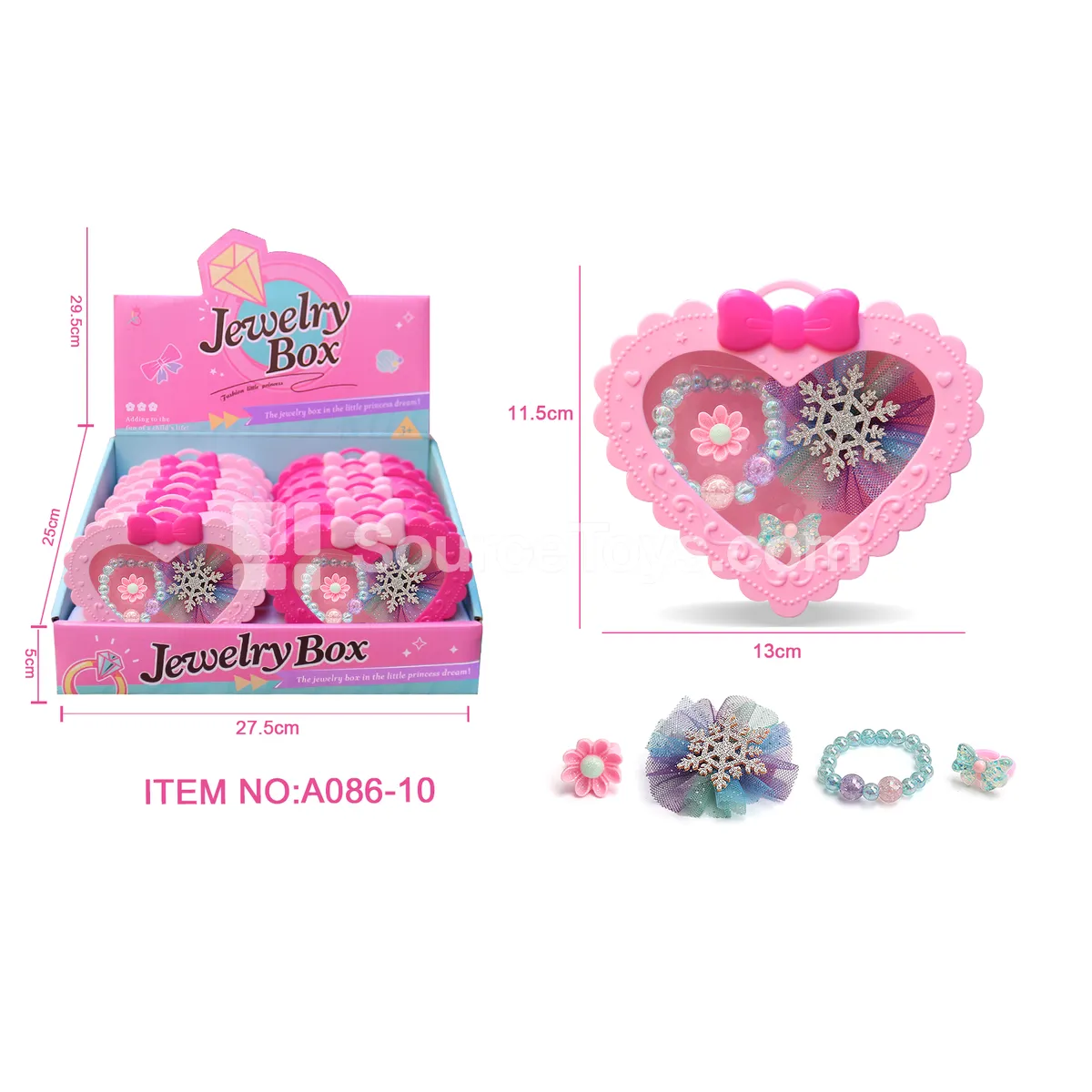 Girls’ Fashion Jewelry Set – Hair Clips, Rings & Bracelets, 12 Pcs