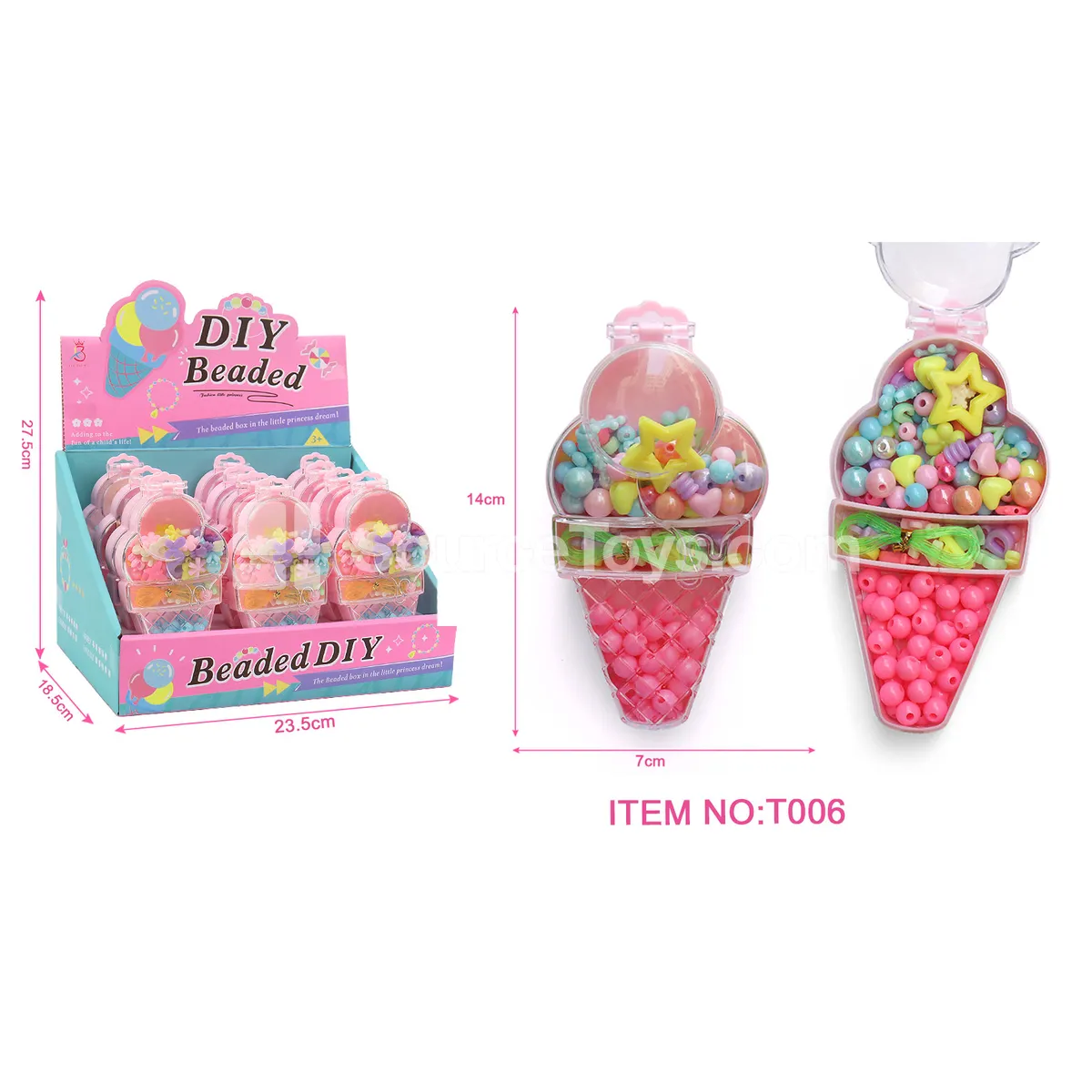 Girls’ Pretend-Play Ice Cream Jewelry Box Accessory Set, 12pcs/Box